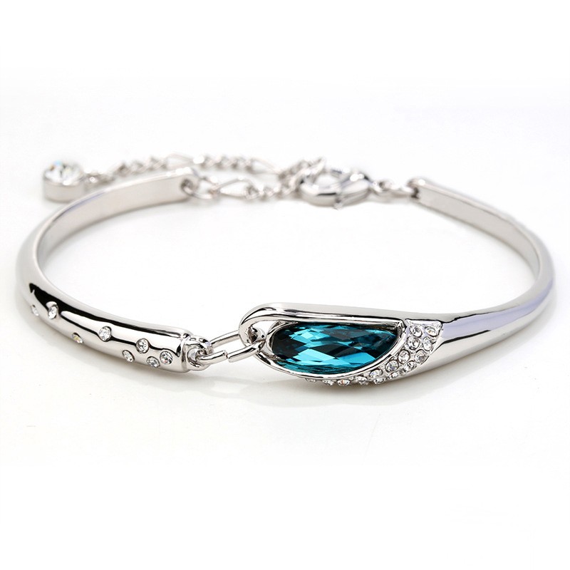 BRANSOLETKA MOONLIGHT - kolor srebrny z turkusowym kryształem