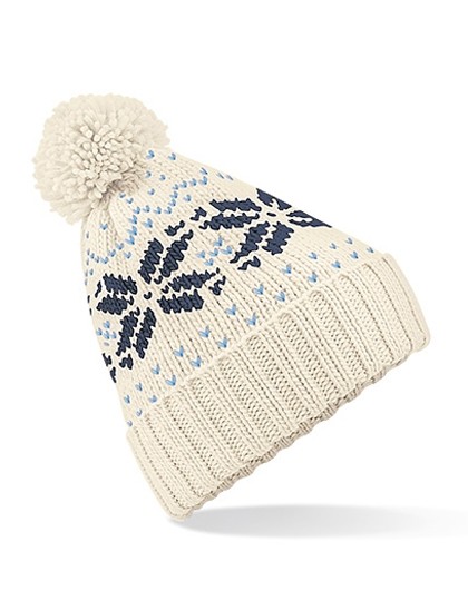 CZAPKA FAIR ISLE - Kremowo-granatowa