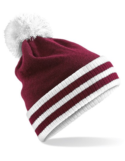 CZAPKA ZIMOWA VARSITY - Bordowo-biała