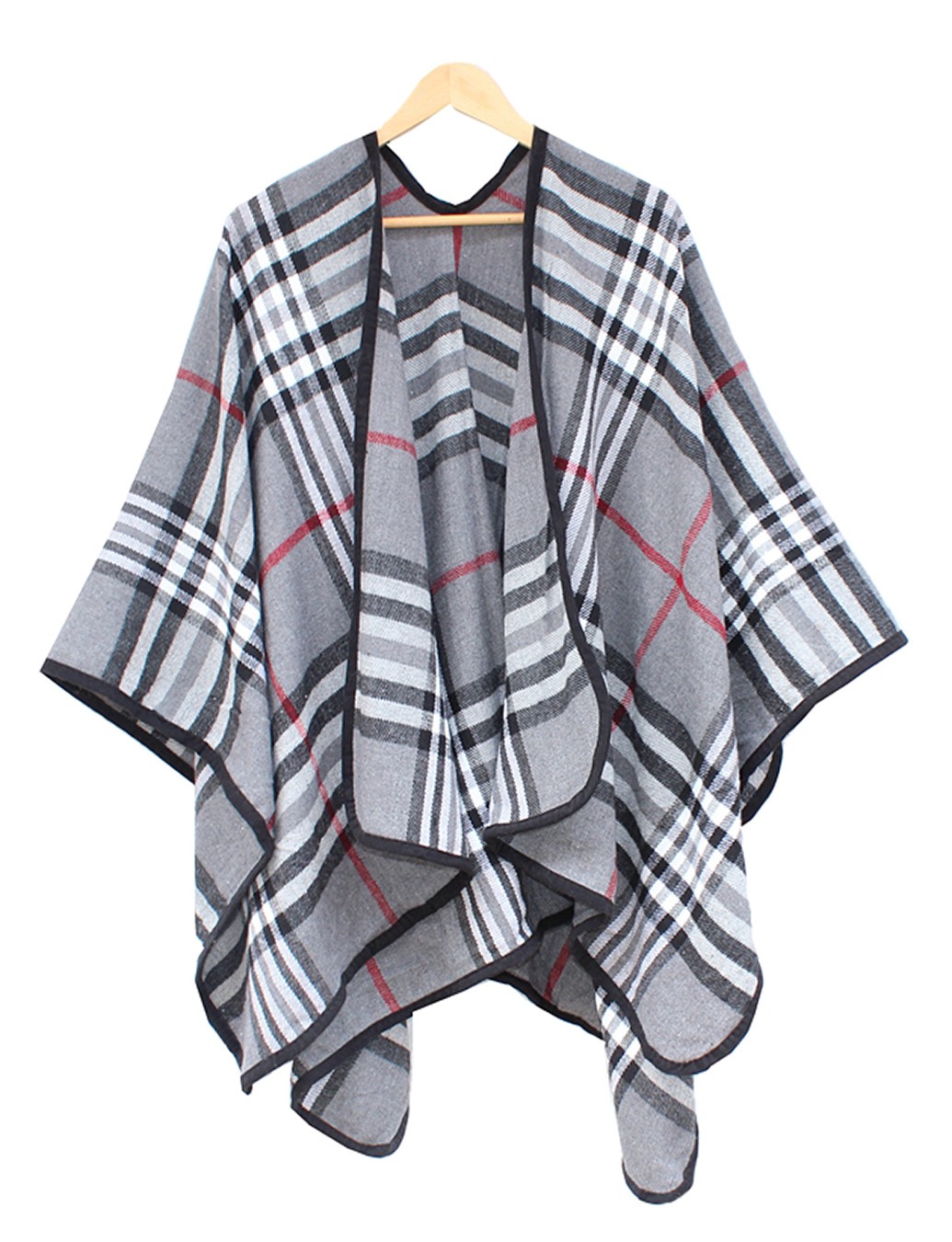 PONCHO W ANGIELSKĄ KRATĘ- szare