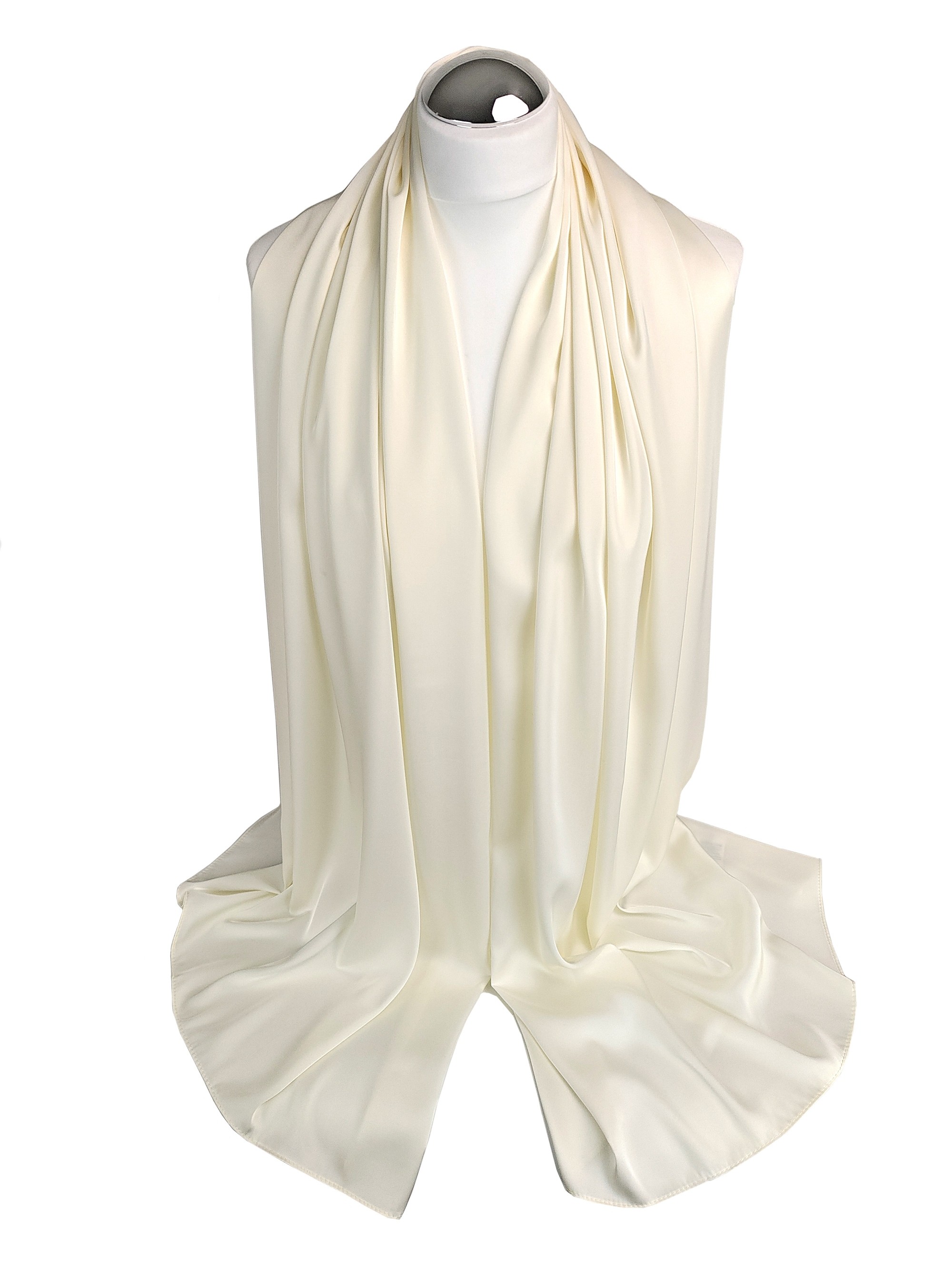 Szal ecru do sukienki, szal satynowy