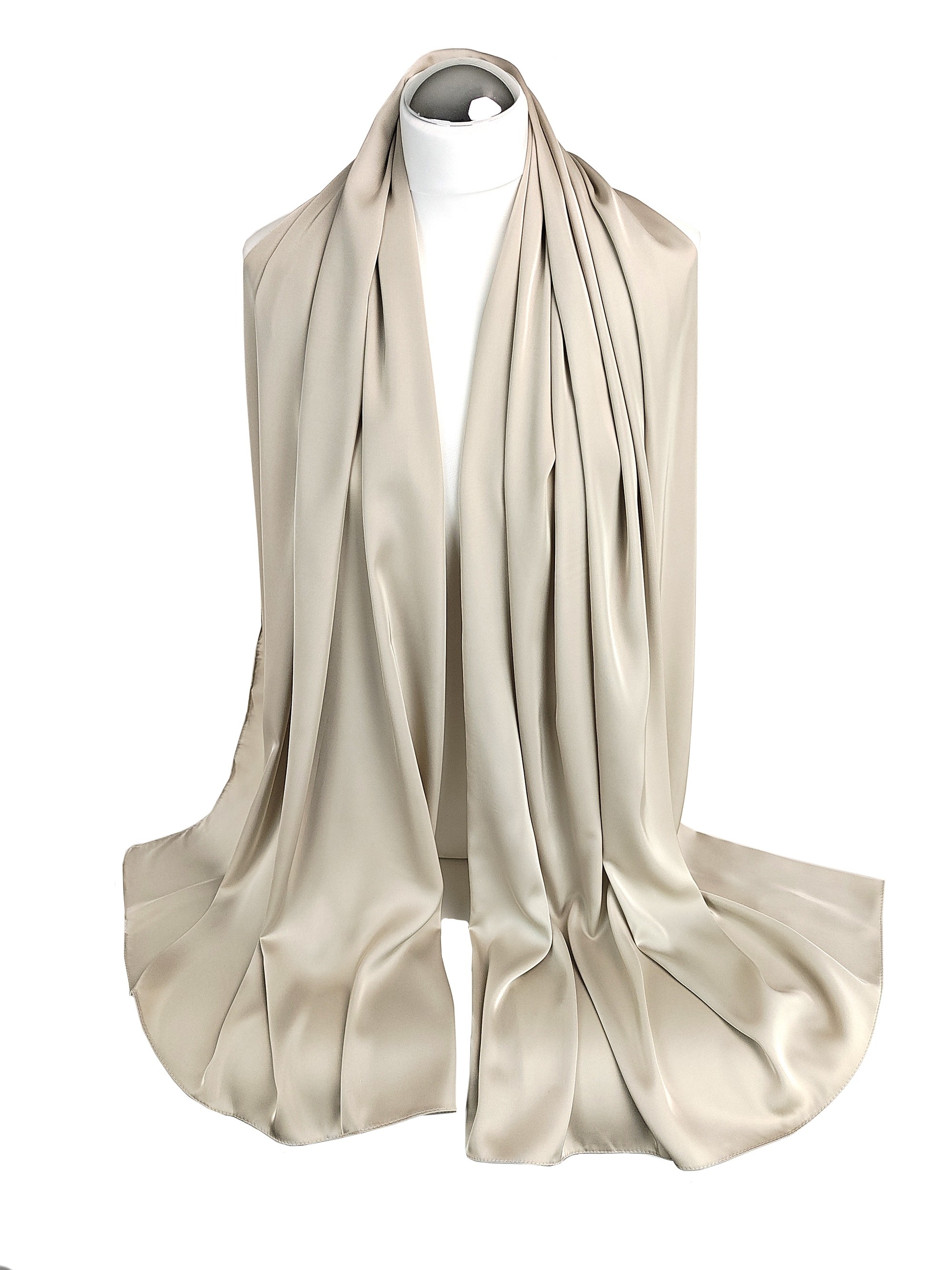 Szal do sukienki taupe, szal satynowy