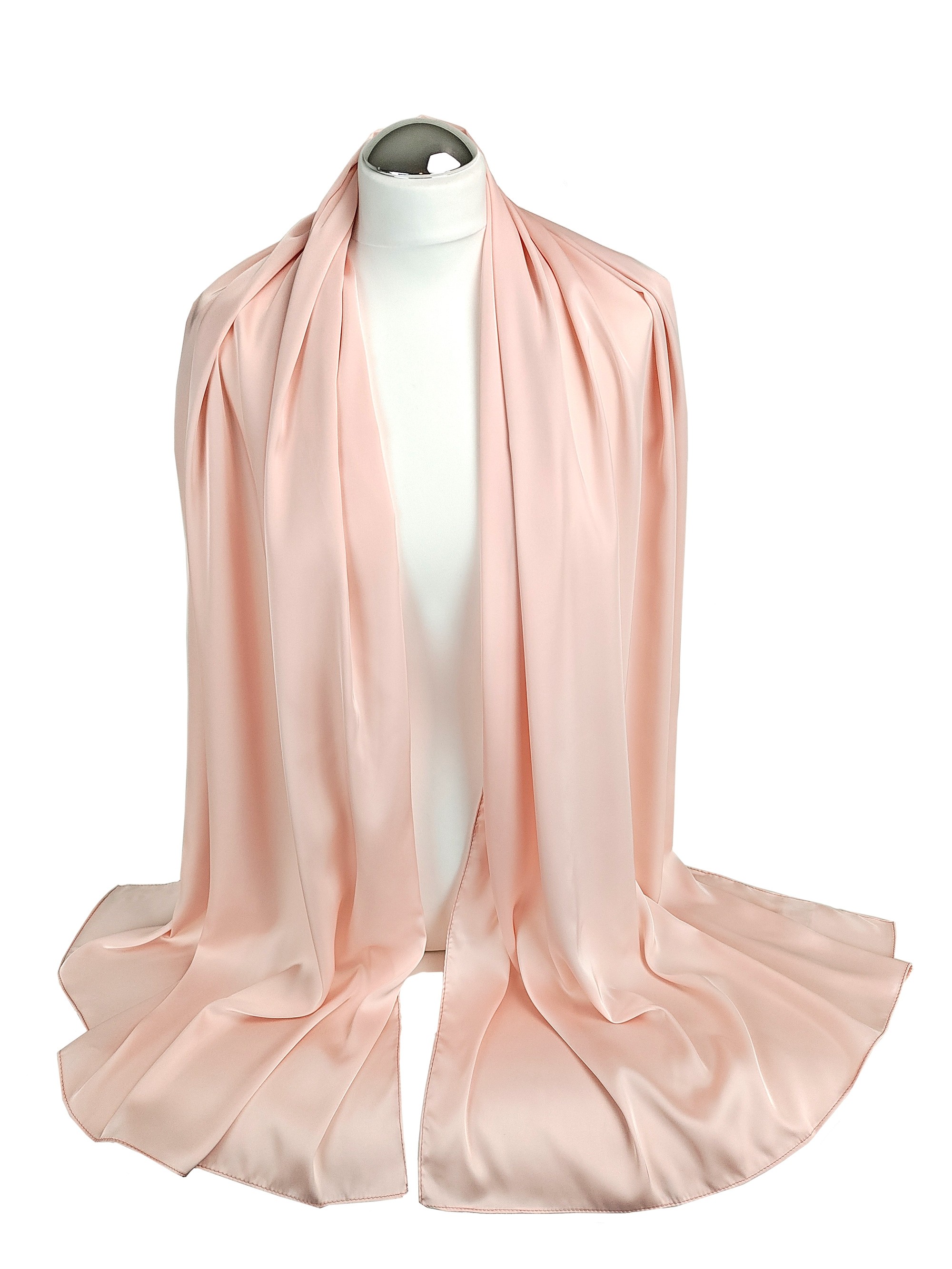 Szal pudrowy róż do sukienki, szal satynowy