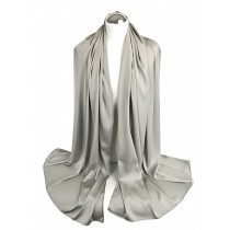 Szal do sukienki satynowy długi srebrny