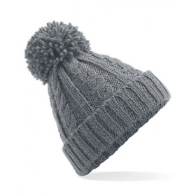 Damska czapka zimowa z pomponem CABLE KNIT szara