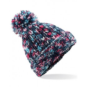 Ciepła czapka damska zimowa z pomponem TWISTER BEANIE różowo-niebieska