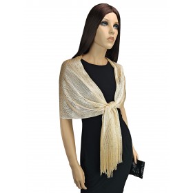 Złoty szal do sukienki, szal brokatowy złoty