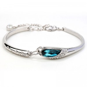 BRANSOLETKA MOONLIGHT - kolor srebrny z turkusowym kryształem