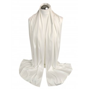 Biały szal do sukienki, szal satynowy