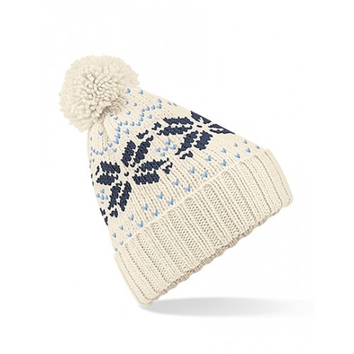 CZAPKA FAIR ISLE - Kremowo-granatowa