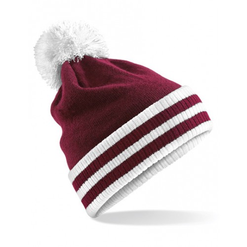 CZAPKA ZIMOWA VARSITY - Bordowo-biała