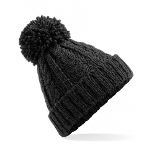 Damska czapka zimowa z pomponem CABLE KNIT czarna